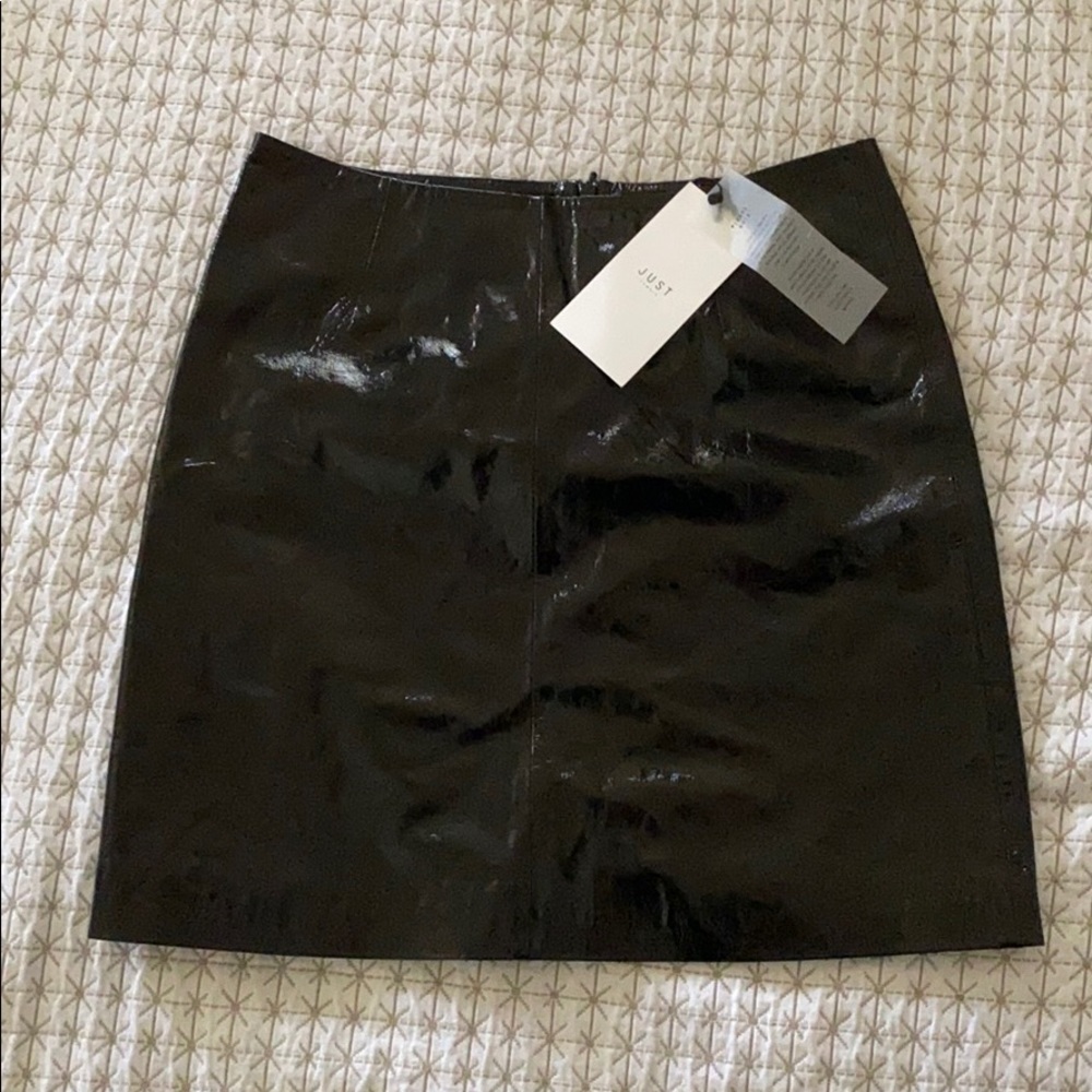 JUST female patent leather mini skirt